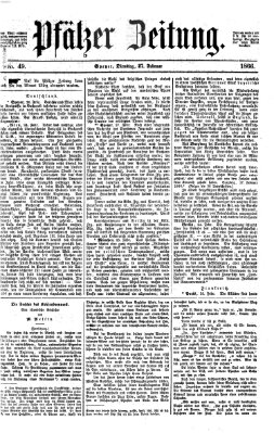 Pfälzer Zeitung Dienstag 27. Februar 1866