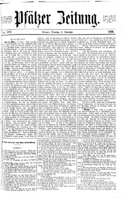 Pfälzer Zeitung Dienstag 11. September 1866