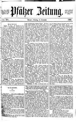 Pfälzer Zeitung Dienstag 18. September 1866