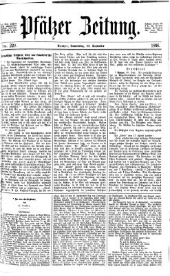 Pfälzer Zeitung Donnerstag 20. September 1866