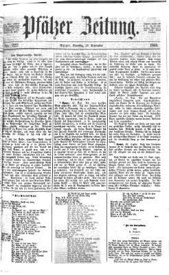 Pfälzer Zeitung Samstag 22. September 1866