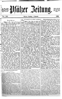 Pfälzer Zeitung Samstag 3. November 1866