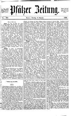 Pfälzer Zeitung Dienstag 13. November 1866