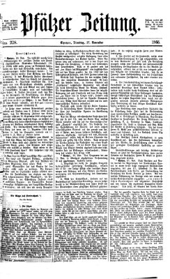 Pfälzer Zeitung Dienstag 27. November 1866