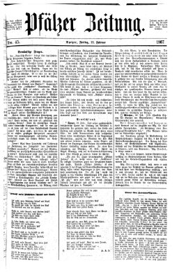 Pfälzer Zeitung Freitag 22. Februar 1867