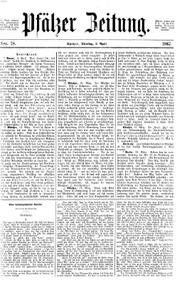 Pfälzer Zeitung Dienstag 2. April 1867