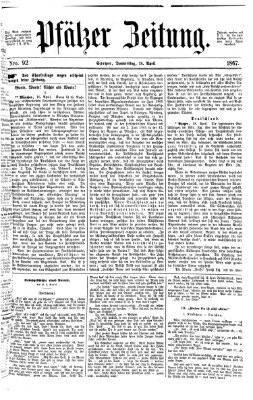 Pfälzer Zeitung Donnerstag 18. April 1867