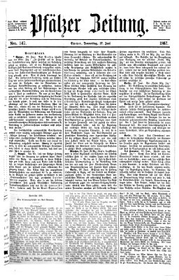 Pfälzer Zeitung Donnerstag 27. Juni 1867