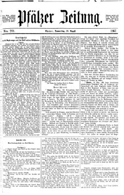 Pfälzer Zeitung Donnerstag 29. August 1867