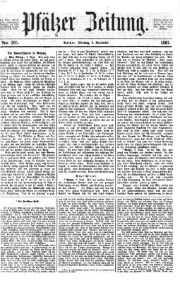 Pfälzer Zeitung Dienstag 3. September 1867