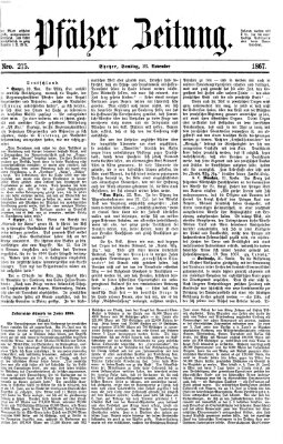 Pfälzer Zeitung Samstag 23. November 1867