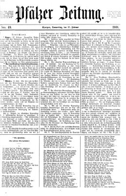 Pfälzer Zeitung Donnerstag 27. Februar 1868