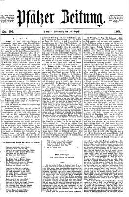 Pfälzer Zeitung Donnerstag 20. August 1868