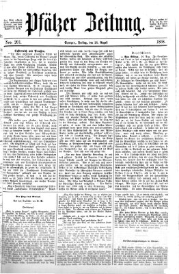 Pfälzer Zeitung Freitag 28. August 1868