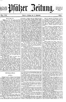 Pfälzer Zeitung Freitag 11. September 1868