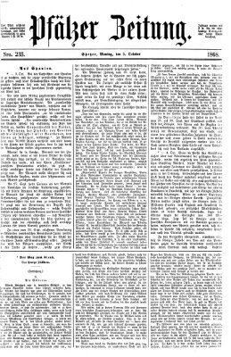 Pfälzer Zeitung Montag 5. Oktober 1868