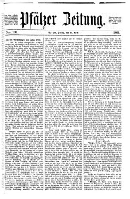 Pfälzer Zeitung Freitag 30. April 1869