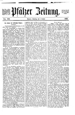 Pfälzer Zeitung Samstag 2. Oktober 1869