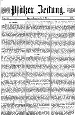 Pfälzer Zeitung Donnerstag 17. Februar 1870