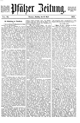 Pfälzer Zeitung Samstag 23. April 1870