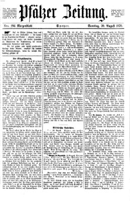 Pfälzer Zeitung Samstag 20. August 1870