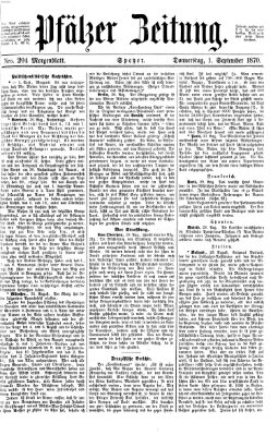 Pfälzer Zeitung Donnerstag 1. September 1870