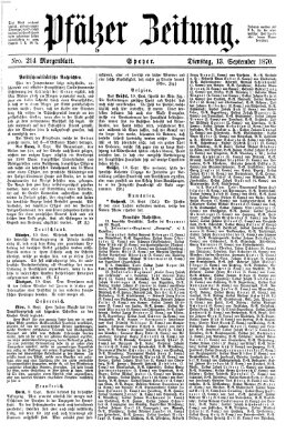 Pfälzer Zeitung Dienstag 13. September 1870