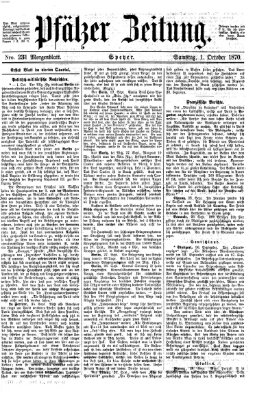 Pfälzer Zeitung Samstag 1. Oktober 1870