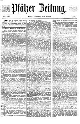 Pfälzer Zeitung Donnerstag 1. Dezember 1870