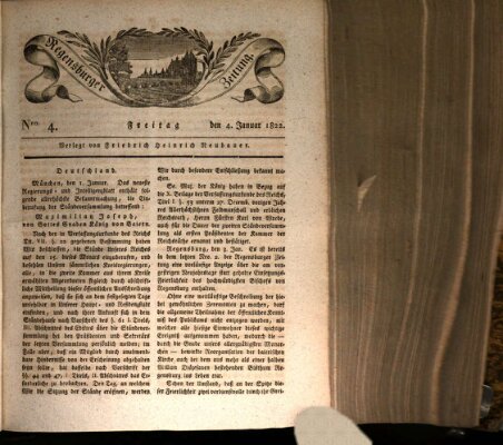 Regensburger Zeitung Freitag 4. Januar 1822