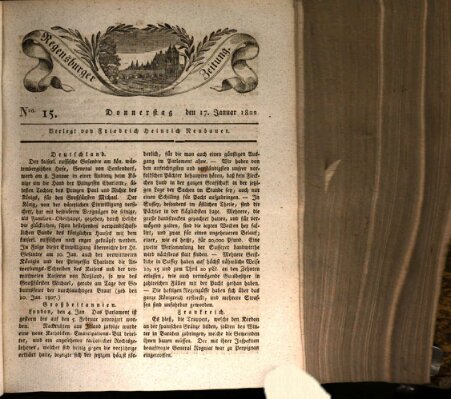 Regensburger Zeitung Donnerstag 17. Januar 1822