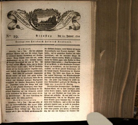 Regensburger Zeitung Dienstag 22. Januar 1822