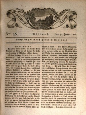 Regensburger Zeitung Mittwoch 30. Januar 1822