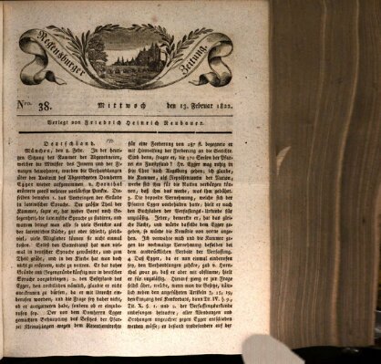 Regensburger Zeitung Mittwoch 13. Februar 1822