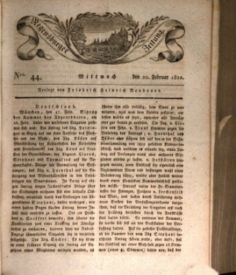 Regensburger Zeitung Mittwoch 20. Februar 1822