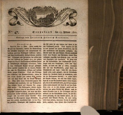Regensburger Zeitung Samstag 23. Februar 1822