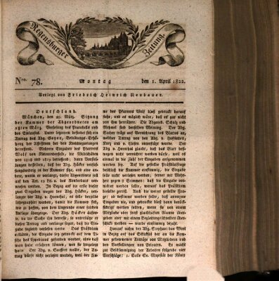 Regensburger Zeitung Montag 1. April 1822