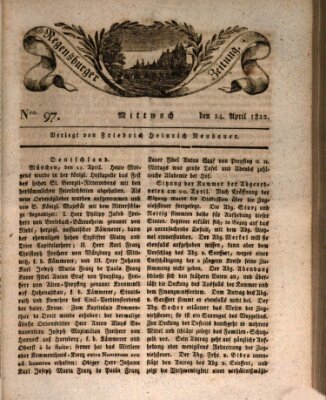 Regensburger Zeitung Mittwoch 24. April 1822