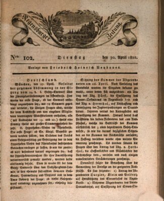 Regensburger Zeitung Tuesday 30. April 1822