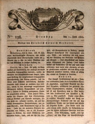 Regensburger Zeitung Dienstag 11. Juni 1822