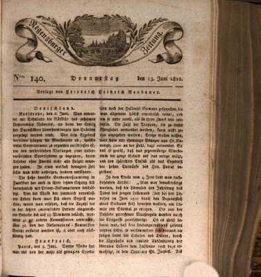 Regensburger Zeitung Donnerstag 13. Juni 1822