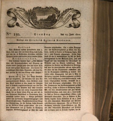 Regensburger Zeitung Dienstag 25. Juni 1822