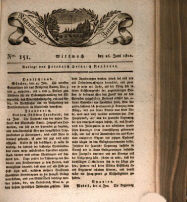 Regensburger Zeitung Mittwoch 26. Juni 1822