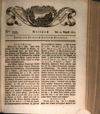 Regensburger Zeitung Mittwoch 14. August 1822