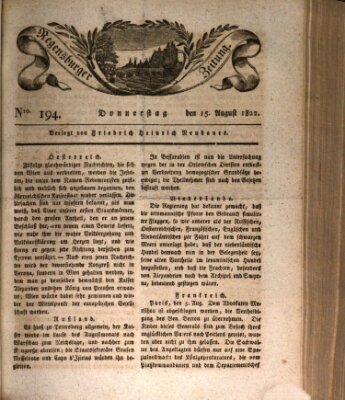 Regensburger Zeitung Donnerstag 15. August 1822