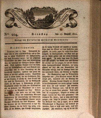 Regensburger Zeitung Dienstag 27. August 1822