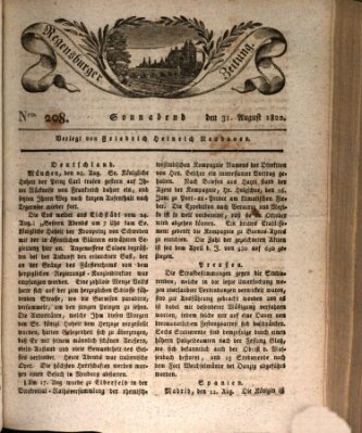 Regensburger Zeitung Samstag 31. August 1822