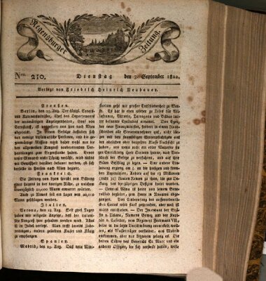 Regensburger Zeitung Dienstag 3. September 1822