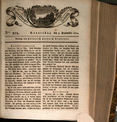 Regensburger Zeitung Donnerstag 5. September 1822