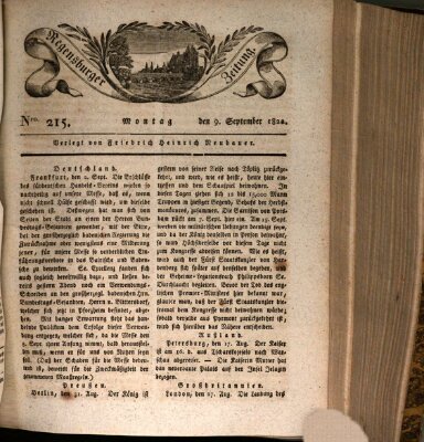 Regensburger Zeitung Montag 9. September 1822